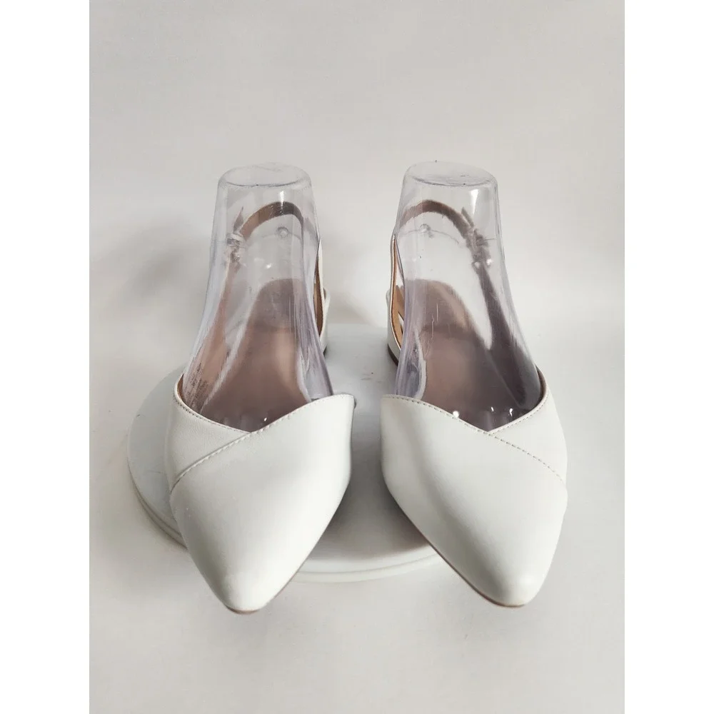 Naturalizer Slingback Pumps 6.5 White Leather Block Heel Pointed Toe